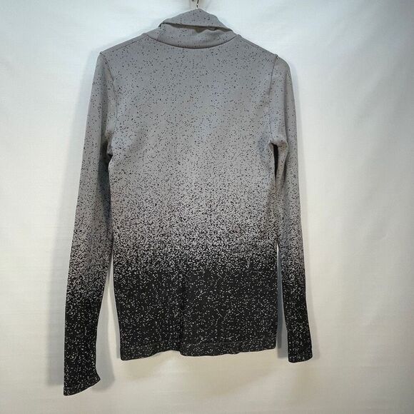 Athleta Black Gray Flurry Blizzard Gradient Thumbhole Turtleneck Shirt Small - Picture 4 of 5